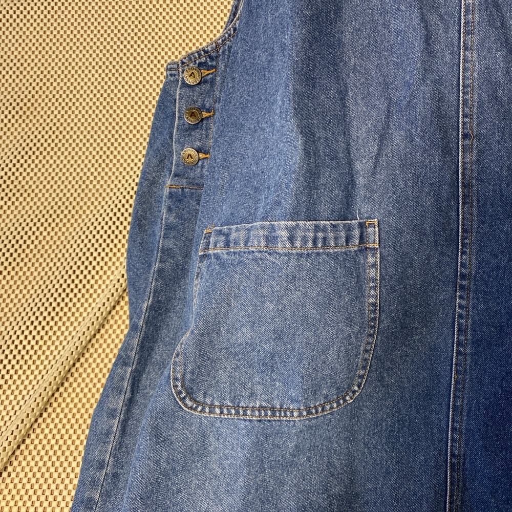 Vintage Arizona  Jumper Dress 20W Blue Denim Knee Length Front Pockets Overall - Picture 3 of 6
